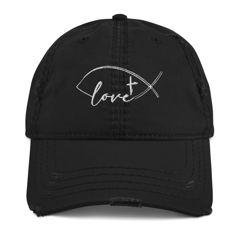 Distressed Fish Symbol Love hat