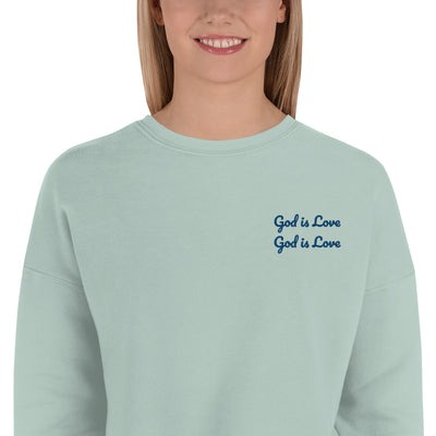God is Love Embroidered Crop Sweatshirt